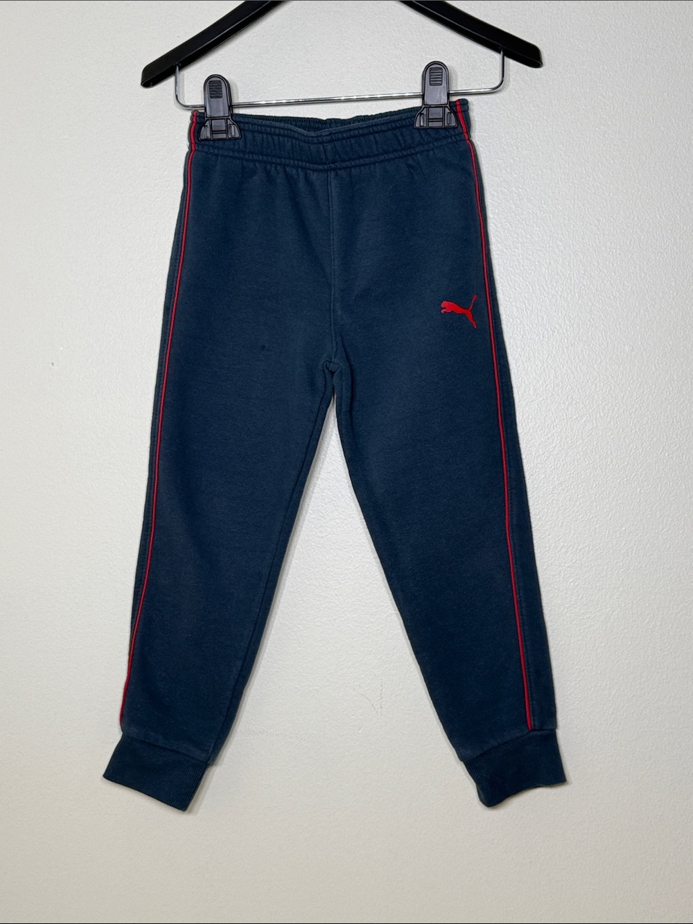 Puma Navy Joggers with Red Piping and Logo